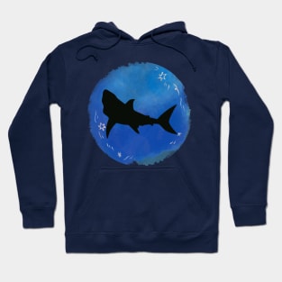 watercolor with shark silhouette Hoodie